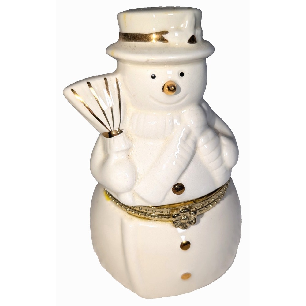 Mr. Christmas Porcelain Snowman Animated Music Box W/ Hidden Mini Winter Scene